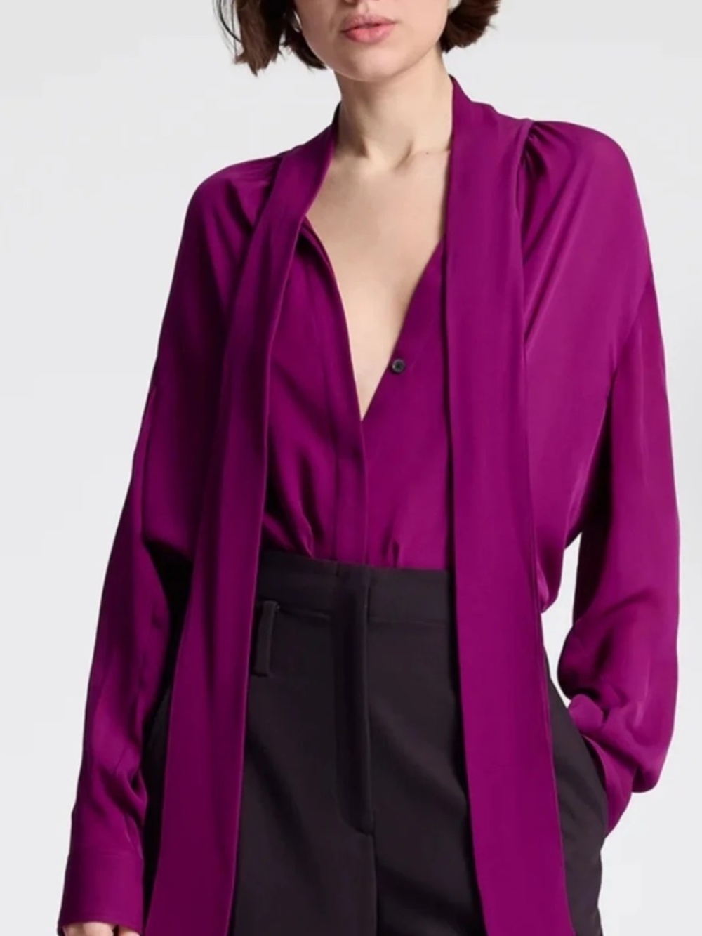 NWT ALC Vivi Magenta Tie-Neck SILK Blouse Top Shirt Size 0 New with tag A.L.C.